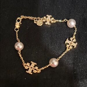 Tory Burch Gold Pearl Bracelet